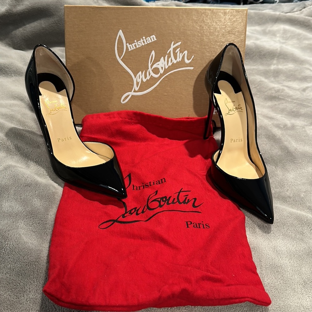 Christian Louboutin black patent high heel shoe